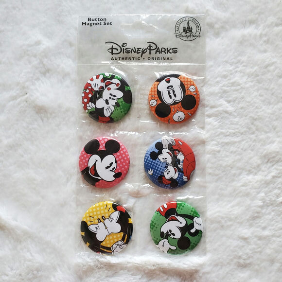 Mickey Mouse Minnie Mouse Disney Parks Button Magnet Set - Picture 1 of 3